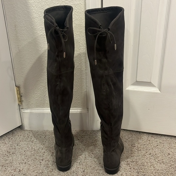 Gray Thigh High Suede Boots - Picture 4 of 6